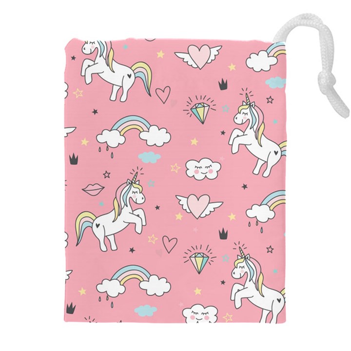 Cute Unicorn Seamless Pattern Drawstring Pouch (4XL)