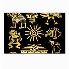 Maya Style Gold Linear Totem Icons Postcard 4 x 6  (pkg Of 10) by Apen