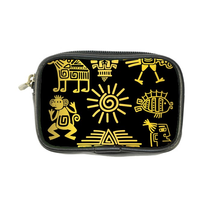 Maya Style Gold Linear Totem Icons Coin Purse