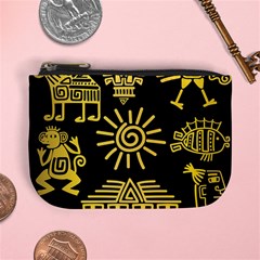 Maya Style Gold Linear Totem Icons Mini Coin Purse by Apen