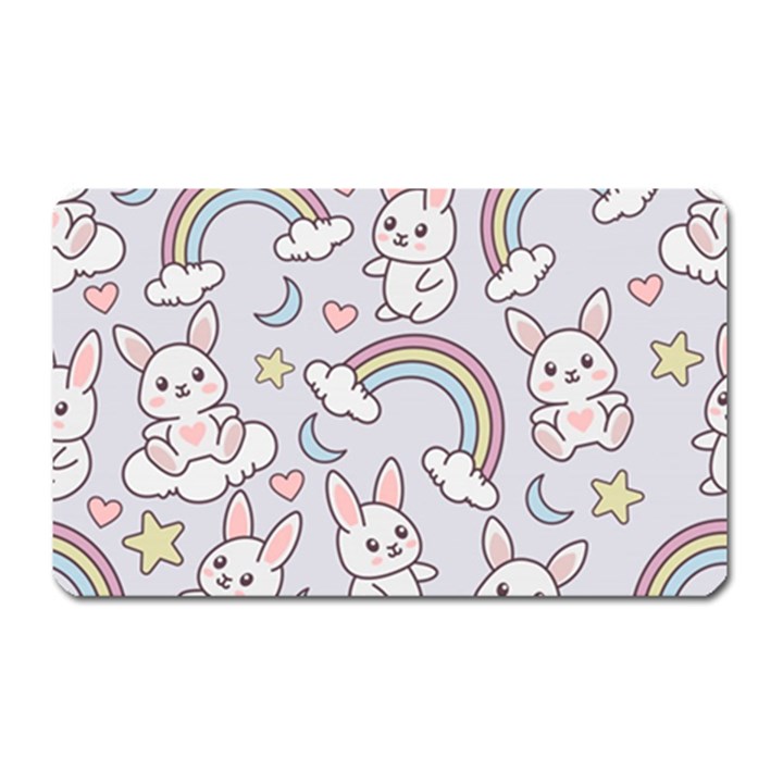 Seamless Pattern With Cute Rabbit Character Magnet (Rectangular)