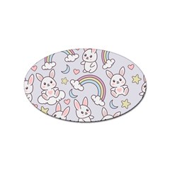 Seamless Pattern With Cute Rabbit Character Sticker Oval (100 Pack) by Apen