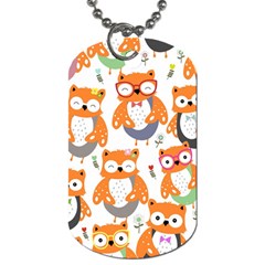 Cute Colorful Owl Cartoon Seamless Pattern Dog Tag (one Side) by Apen