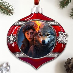 Be Fearless Metal Snowflake And Bell Red Ornament by Saikumar