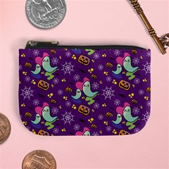 Pumpkin Ghost Skeleton Pattern Mini Coin Purse by Jatiart