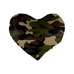 Texture Military Camouflage Repeats Seamless Army Green Hunting Standard 16  Premium Flano Heart Shape Cushions by Ravend