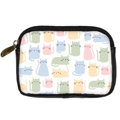 Cute Cat Colorful Cartoon Doodle Seamless Pattern Digital Camera Leather Case by Ravend