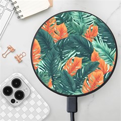 Green Tropical Leaves Wireless Fast Charger(black) by Jack14