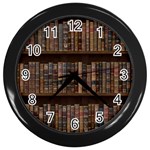 Old Bookshelf Orderly Antique Books Wall Clock (Black) Front