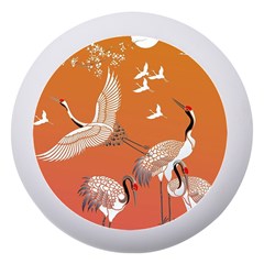 Japanese Crane Painting Of Birds Dento Box With Mirror by Cendanart