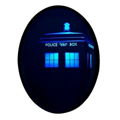 Blue Tardis Doctor Who Police Call Box Oval Glass Fridge Magnet (4 Pack) by Cendanart