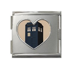 Tardis Doctor Who Minimal Minimalism Mega Link Heart Italian Charm (18mm) by Cendanart