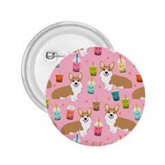 Corgi Bubble Boba Tea Pink Pattern 2 25  Buttons by Cendanart