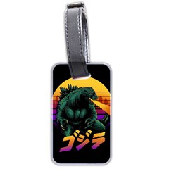 Godzilla Retrowave Luggage Tag (two Sides) by Cendanart