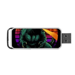 Godzilla Retrowave Portable Usb Flash (two Sides) by Cendanart