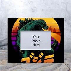 Godzilla Retrowave White Tabletop Photo Frame 4 x6  by Cendanart