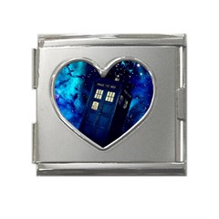 Tardis Doctor Who Space Galaxy Mega Link Heart Italian Charm (18mm) by Cendanart