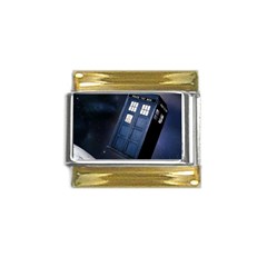 Tardis Doctor Who Planet Gold Trim Italian Charm (9mm) by Cendanart