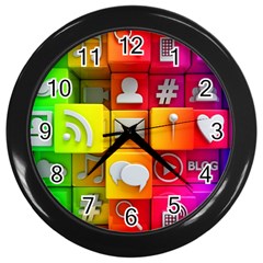 Colorful 3d Social Media Wall Clock (black) by Ket1n9