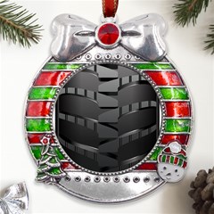 Tire Metal X mas Ribbon With Red Crystal Round Ornament by Ket1n9