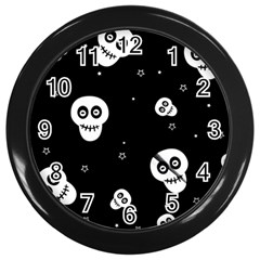 Skull Pattern Wall Clock (black) by Ket1n9