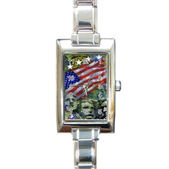 Usa United States Of America Images Independence Day Rectangle Italian Charm Watch by Ket1n9