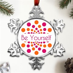 Be Yourself Pink Orange Dots Circular Metal Small Snowflake Ornament by Ket1n9