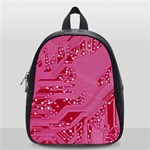 Pink Circuit Pattern School Bag (Small) Front