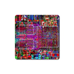 Technology Circuit Board Layout Pattern Square Magnet by Ket1n9