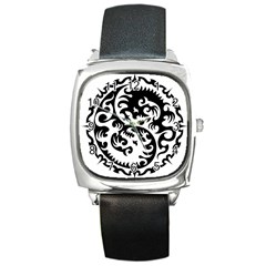 Ying Yang Tattoo Square Metal Watch by Ket1n9