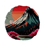 Mountain Landscape Sky Fuji Nature Standard 15  Premium Round Cushions Front