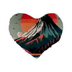 Mountain Landscape Sky Fuji Nature Standard 16  Premium Heart Shape Cushions by Cendanart