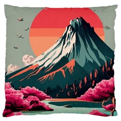 Mountain Landscape Sky Fuji Nature Large Premium Plush Fleece Cushion Case (two Sides) by Cendanart