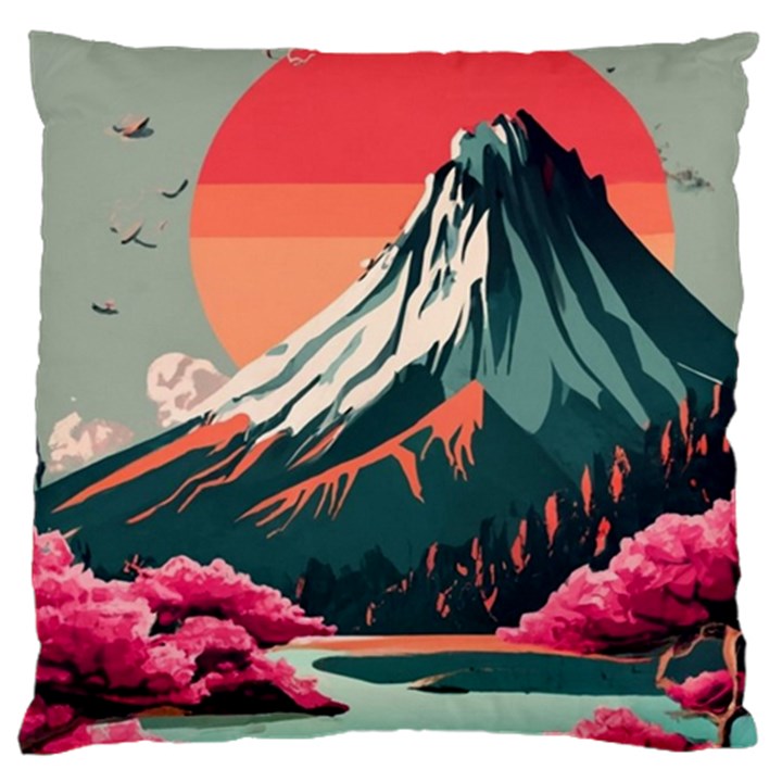 Mountain Landscape Sky Fuji Nature Large Premium Plush Fleece Cushion Case (Two Sides)