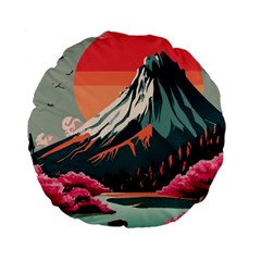 Mountain Landscape Sky Fuji Nature Standard 15  Premium Flano Round Cushions by Cendanart