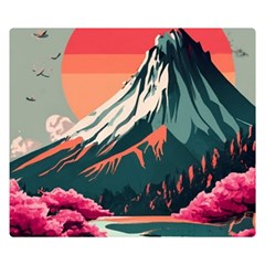 Mountain Landscape Sky Fuji Nature Two Sides Premium Plush Fleece Blanket (small) by Cendanart