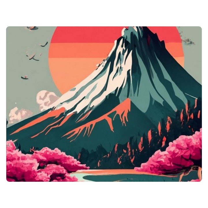 Mountain Landscape Sky Fuji Nature Two Sides Premium Plush Fleece Blanket (Medium)