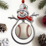 Baseball Metal Snowman Ornament Front