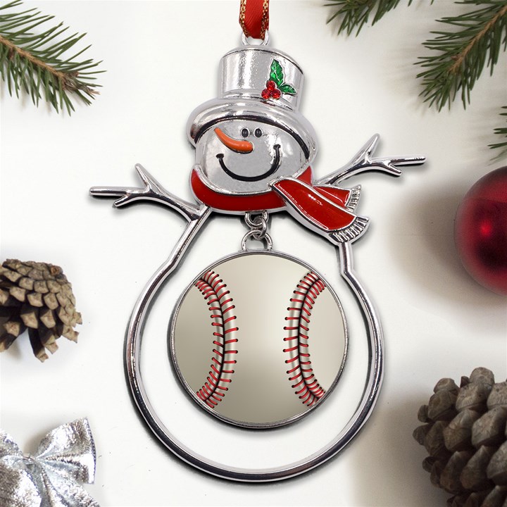 Baseball Metal Snowman Ornament