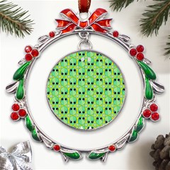 Alien Pattern- Metal X mas Wreath Ribbon Ornament by Ket1n9