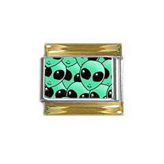 Art Alien Pattern Gold Trim Italian Charm (9mm) by Ket1n9