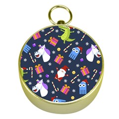 Colorful Funny Christmas Pattern Gold Compasses by Ket1n9