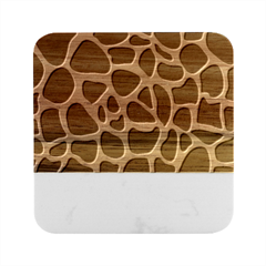 Animal Print Girraf Patterns Marble Wood Coaster (square) by Ket1n9