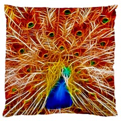 Fractal Peacock Art Large Cushion Case (one Side) by Ket1n9