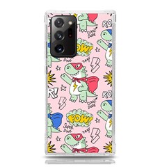 Seamless Pattern With Many Funny Cute Superhero Dinosaurs T-rex Mask Cloak With Comics Style Inscrip Samsung Galaxy Note 20 Ultra Tpu Uv Case by Ket1n9