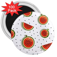 Seamless Background Pattern-with-watermelon Slices 3  Magnets (100 Pack) by Ket1n9