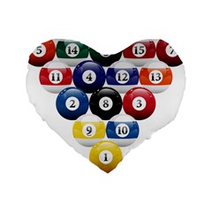 Racked Billiard Pool Balls Standard 16  Premium Flano Heart Shape Cushions by Ket1n9