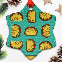 Taco Drawing Background Mexican Fast Food Pattern Ornament (snowflake) by Ket1n9