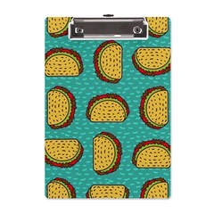 Taco Drawing Background Mexican Fast Food Pattern A5 Acrylic Clipboard by Ket1n9