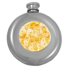 Cheese Slices Seamless Pattern Cartoon Style Round Hip Flask (5 Oz) by Ket1n9